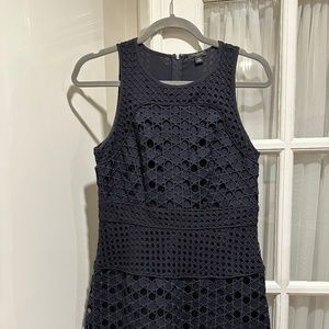 Ann Taylor 4P sleeveless navy blue dress with hole details